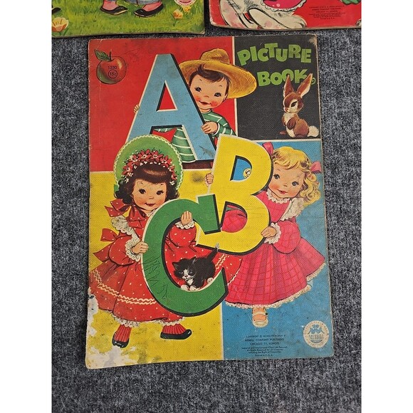 Merrill Co. Vintage Nursery Rhymes Book Lot of 3 Linen Children's Book - Picture 2 of 14